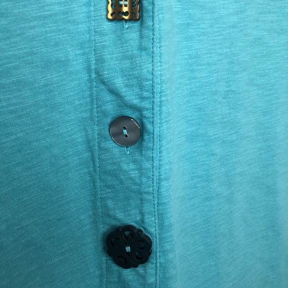 Soft Surroundings Danielle Button Top 3/4 Sleeve Turquoise Size 1X - Picture 6 of 14